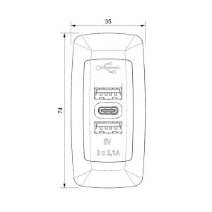 Sanel Usb Şarj Çift Çıkışlı 12/24V 6.3A Type-C Şarj Ünitesi Suc9 SUC9B.DG