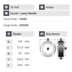 NURSAN 190012 Statör 12V A Prestolıte Tip Mack Tır Muhtelif