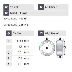 NURSAN 190112 Statör 12V 35A Lucas Tip Acr - 15 -16