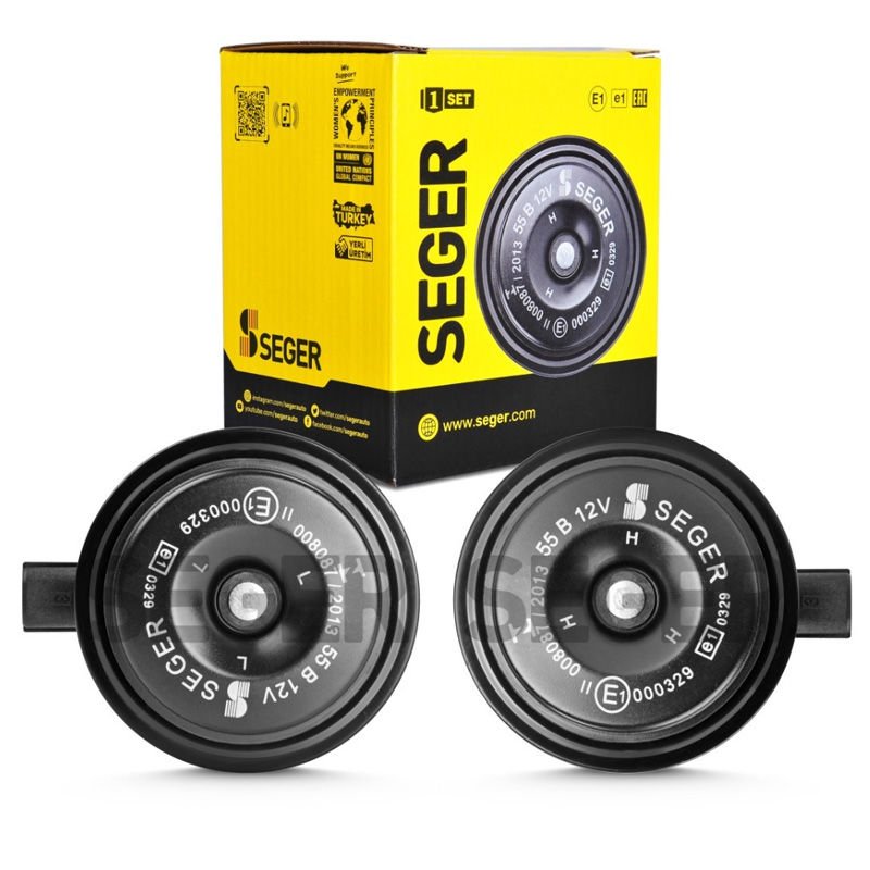 SEGER-55B Disk Korna 12V (Küçük Didit), Kalın - İnce Ses Takım, Sumıtomo Soket (Honda)