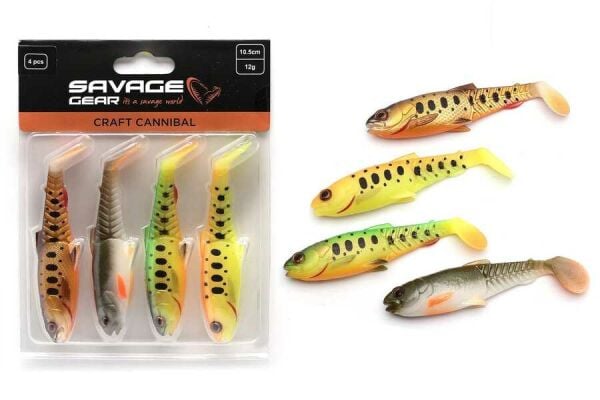 Savage Gear Craft Cannibal Paddletail 8.5 cm 7 gr Dark Water Mix 4 Adet