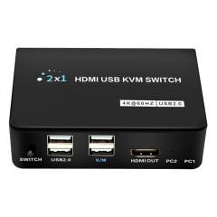 POWERMASTER PM-11789 4K HDMI USB KVM SWITCH 2X1