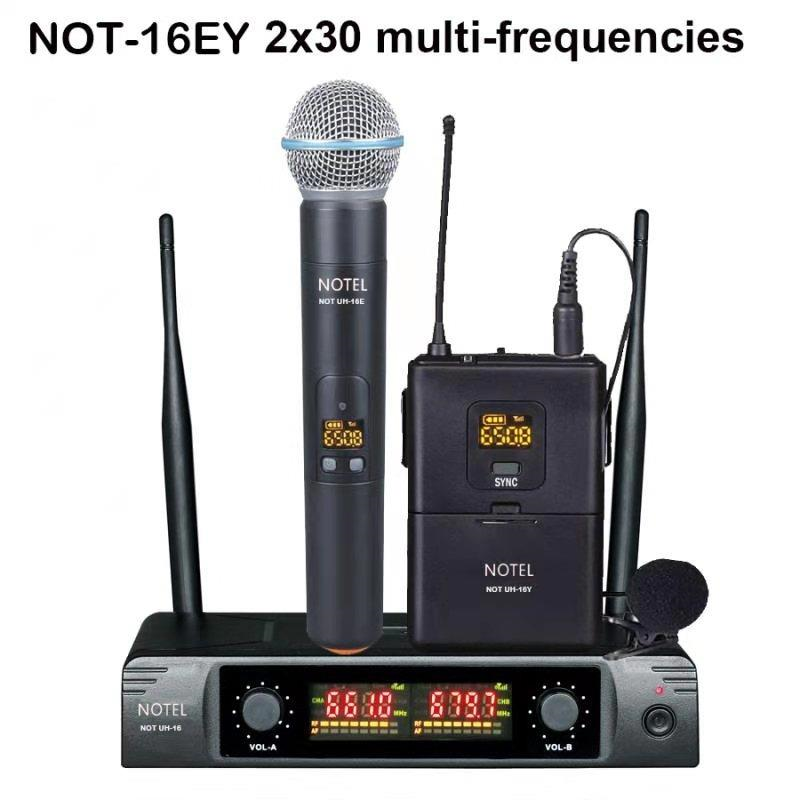 NOTEL NOT-16EY UHF KABLOSUZ 2X30 KANAL 1EL+1YAKA MİKROFONU