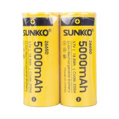 SUNKKO 3.7 VOLT 5000 MAH 26650 ŞARJ EDİLEBİLİR PİL (2Lİ PAKET FİYATI)