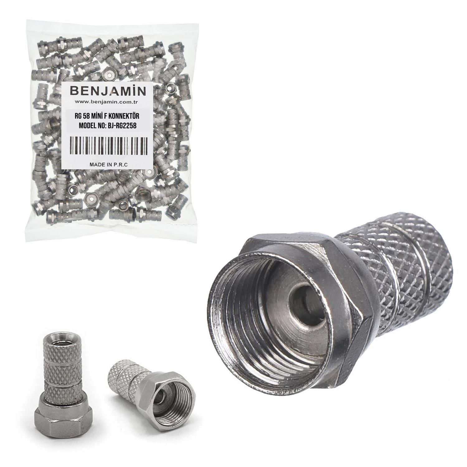 BENJAMİN BJ-RG2258 F Konnektör Dar Mini RG58 100Lü Paket