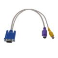 VGA 15 PİN ERKEK  / 1 RCA DİSİ+MINI DIN DİSİ 10 CM KABLO