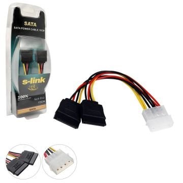 SATA POWER KABLO İKİLİ 15CM S-LİNK SLX-312