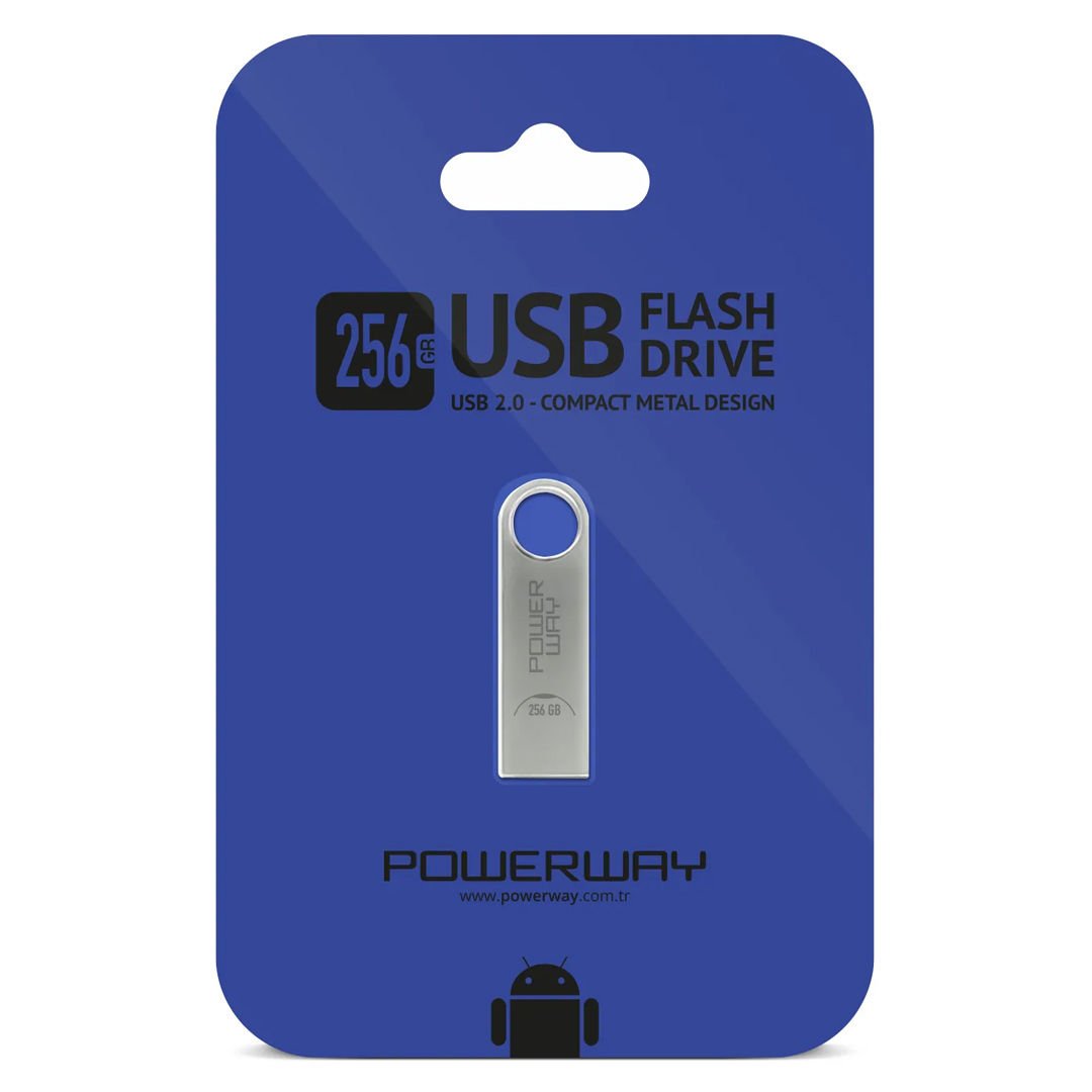 POWERWAY 256 GB METAL USB 2.0 FLASH BELLEK