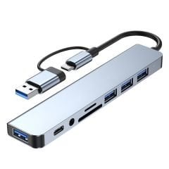 ÇEVİRİCİ ADAPTÖR 8 IN 1 USB 3.0 TYPE-C TO USB 2.0 USB 3.0 TYPE-C TF SD AUDIO HADRON HDX-7828