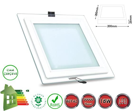 LED PANEL KARE CAMLI BEYAZ 18W 20-16.5CM ETC