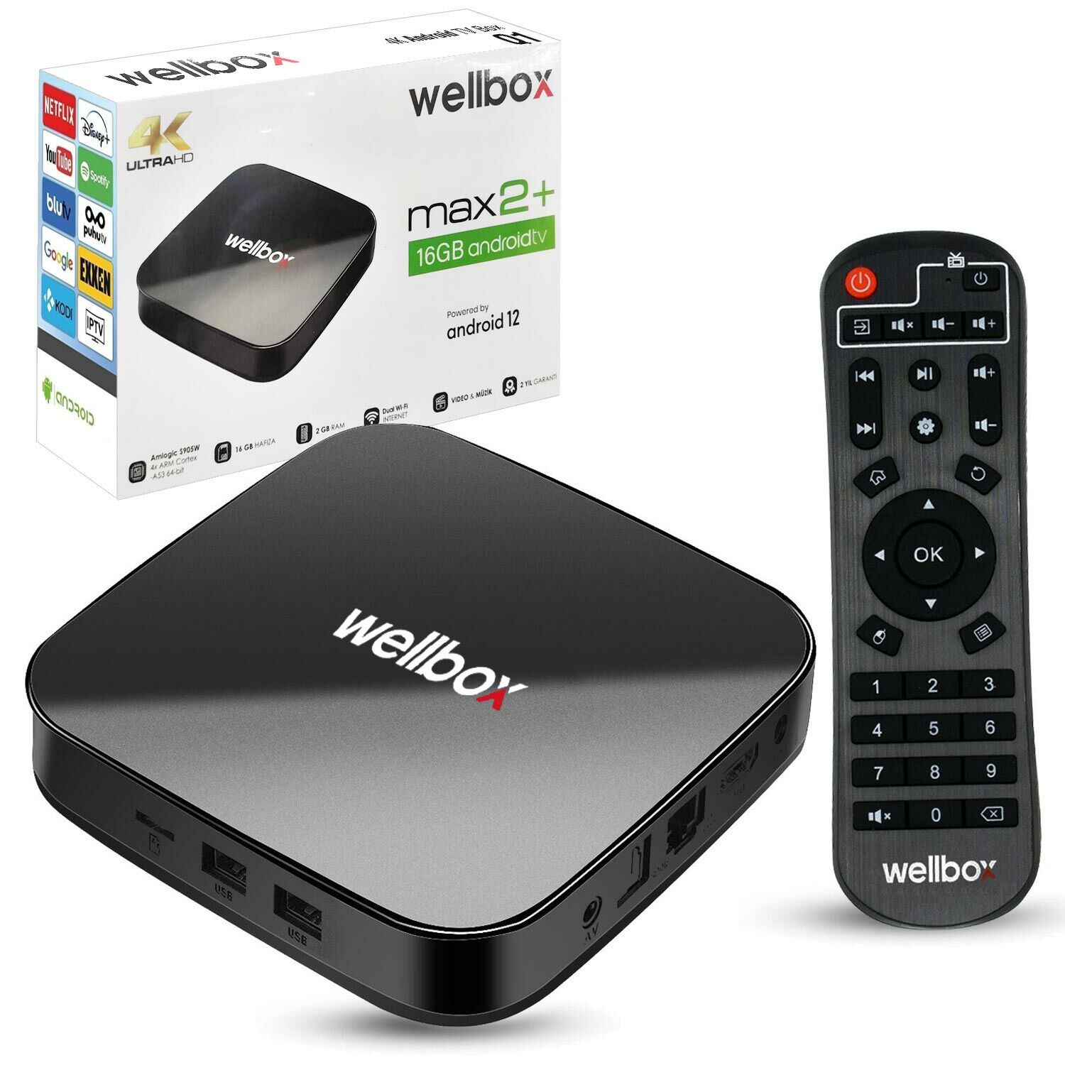 ANDROİD TV BOX 2GB RAM 16GB ROM WELLBOX MAX-2+