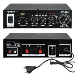 NWORK AV-100 Amfi 100 Watt 12V/220V Bluetooth USB SD