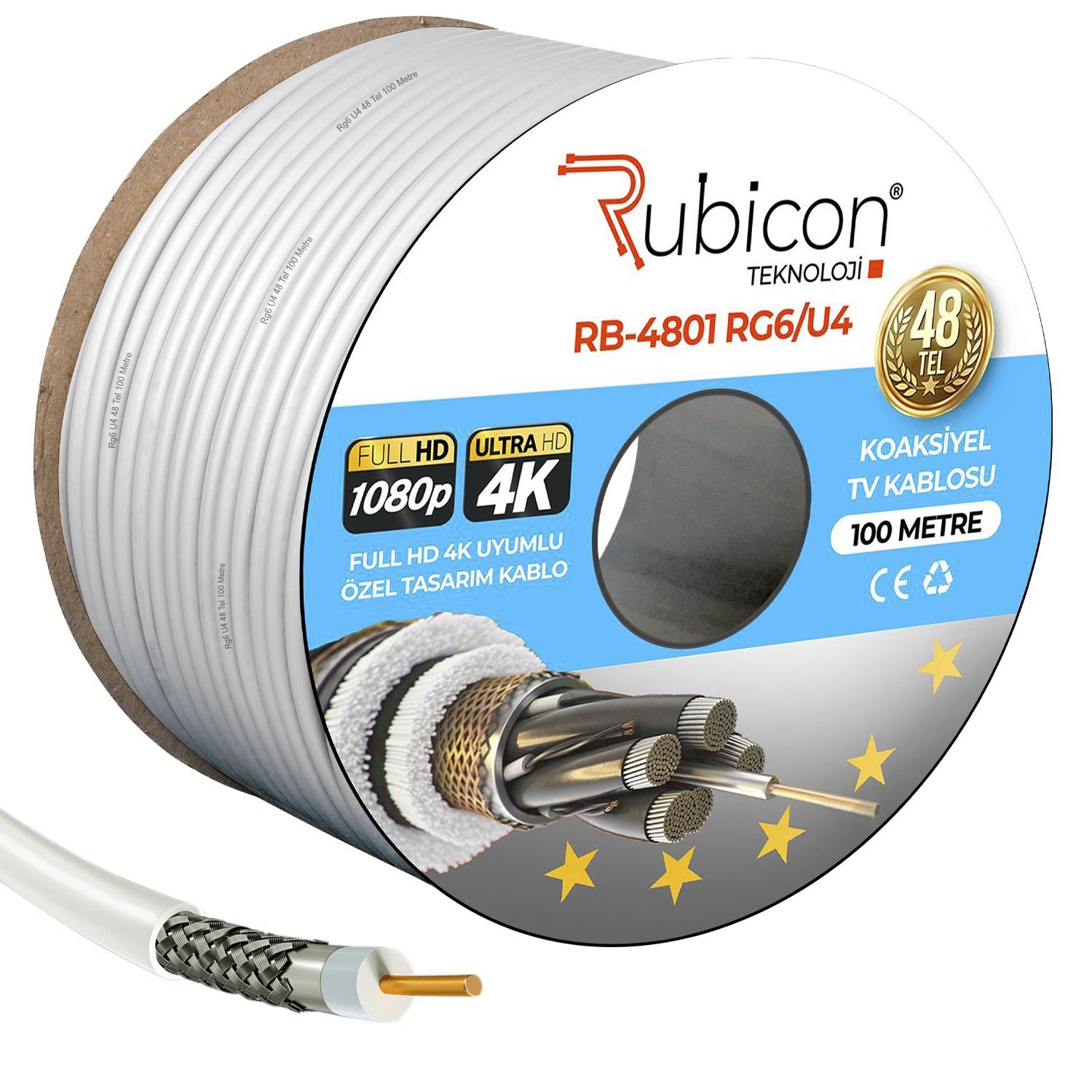 RUBICON RB-4801 Anten Kablosu Rg6 U4 48 Tel 100 Metre