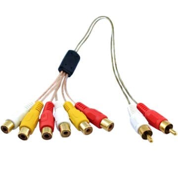 POWERMASTER 2 RCA ERKEK / 6 RCA DİSİ 60 CM SEFFAF ARA KABLO