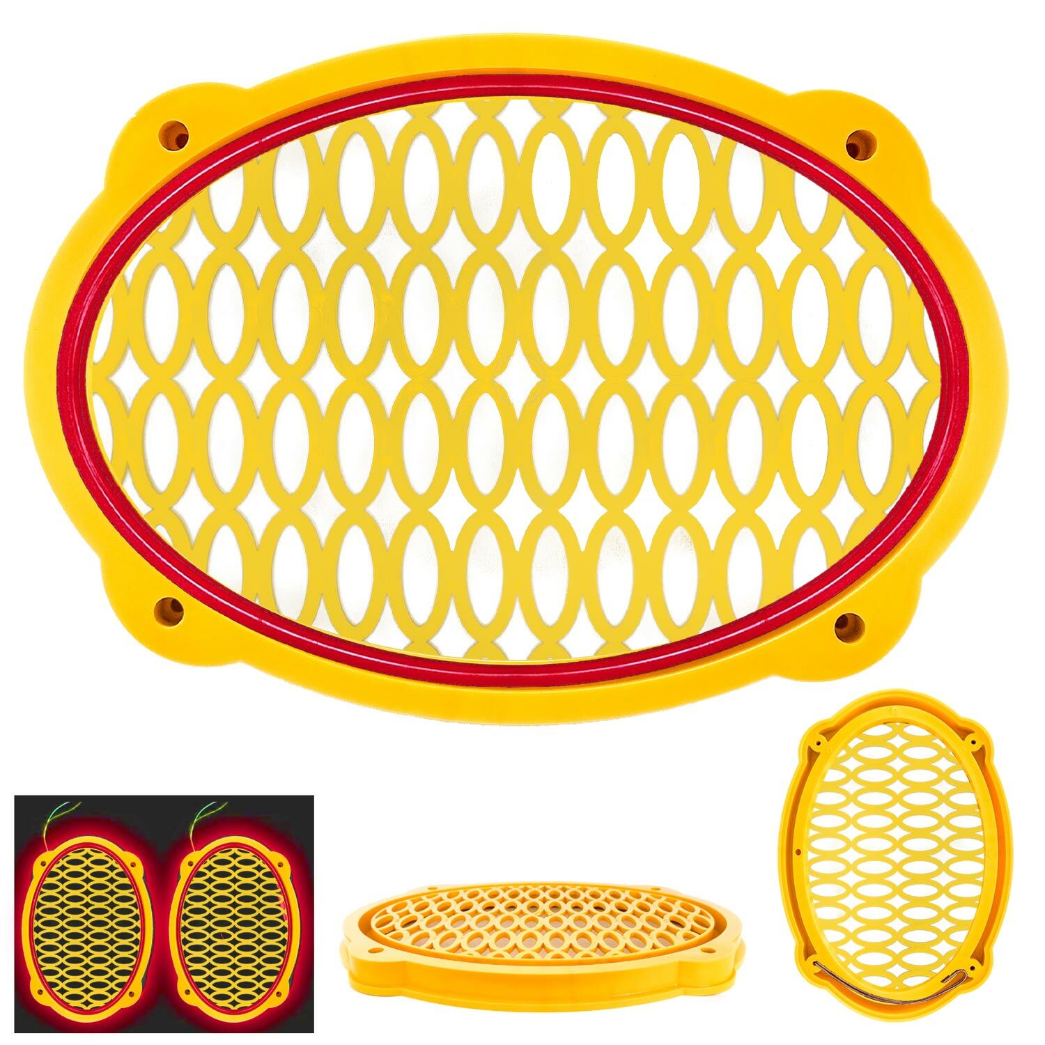 Midrange Kapağı Neon Ledli Oval Sarı 2 Adet