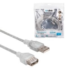 USB UZATMA KABLOSU ERKEK DİŞİ 10MT ŞEFFAF S-LİNK SL-AF2010