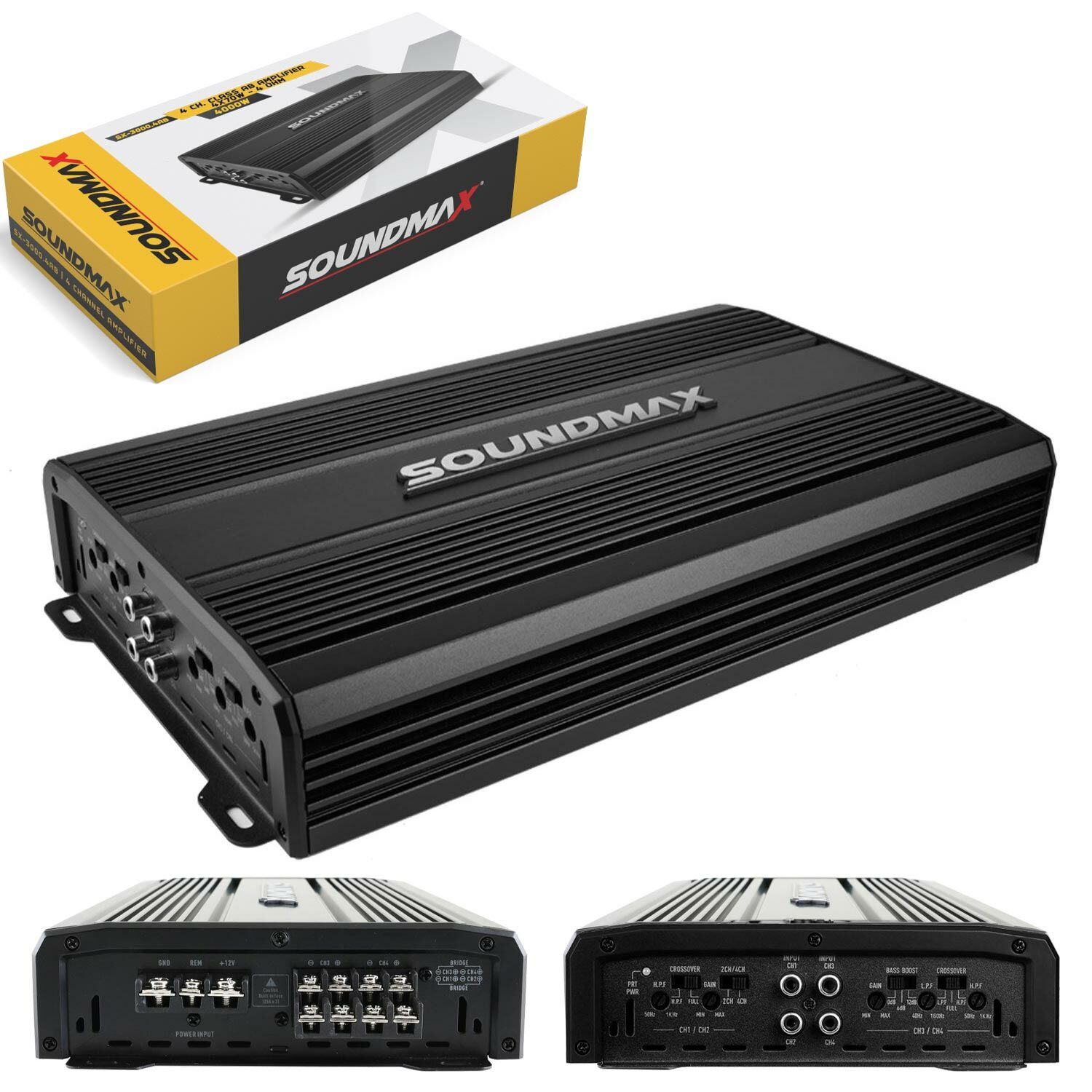 SOUNDMAX SX-3000.4 Oto Anfi Stereo 4000 Watt 4 Kanal