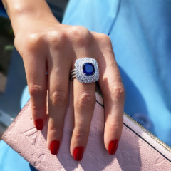 Büyük Blue Safir Pırlanta Yüzük 2.09 Ct.+ Safir 4.75 Ct..