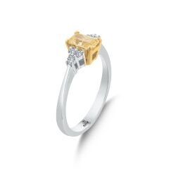 Pırlantalı Baget Citrine Yüzük 0.10 Ct. E VS1