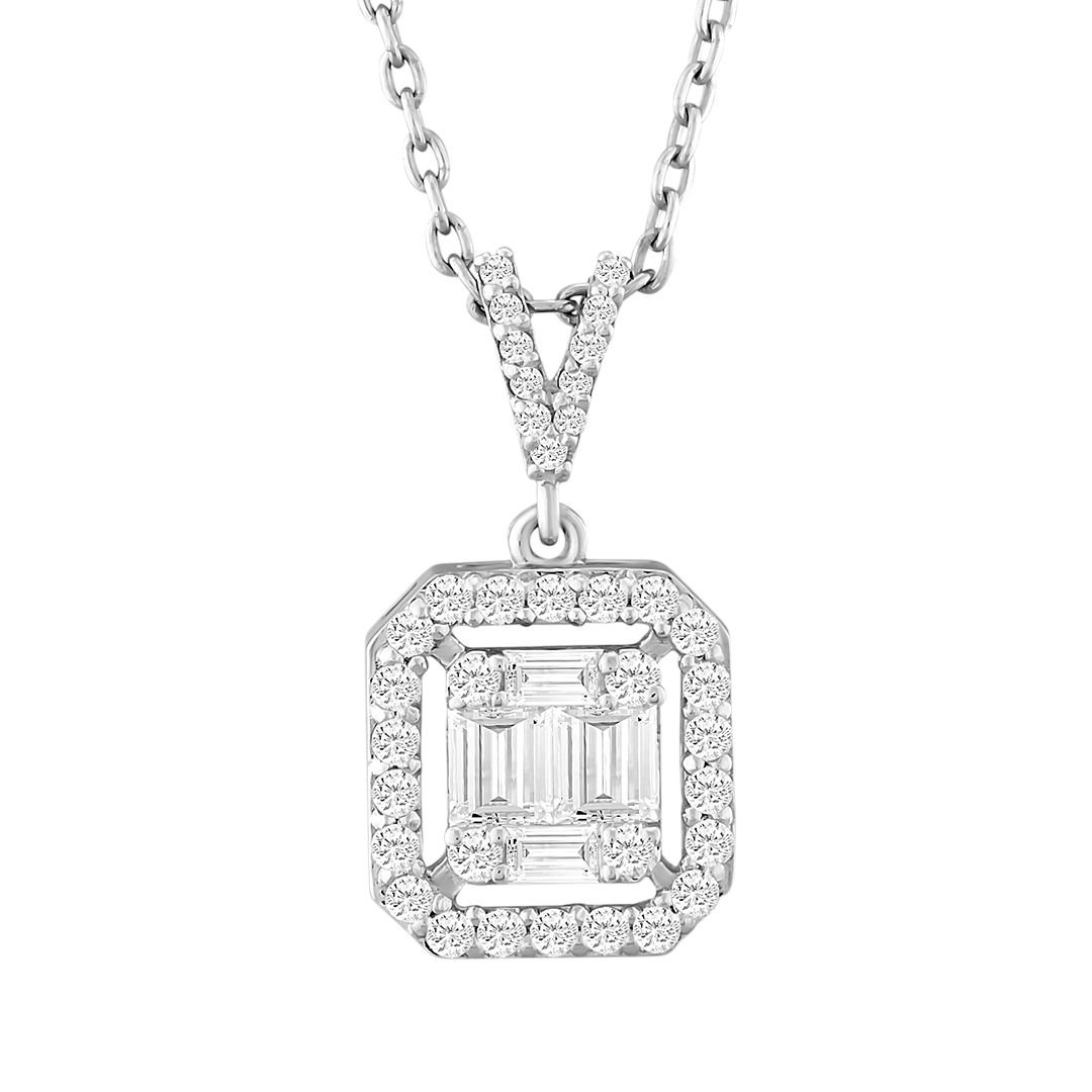 Baget Pırlanta Kolye 0.37 Ct. F VS 14K