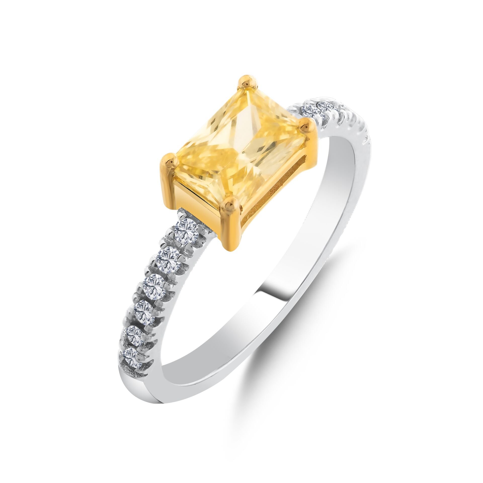 Pırlantalı Citrine Yüzük 0.17 Ct. E VS1