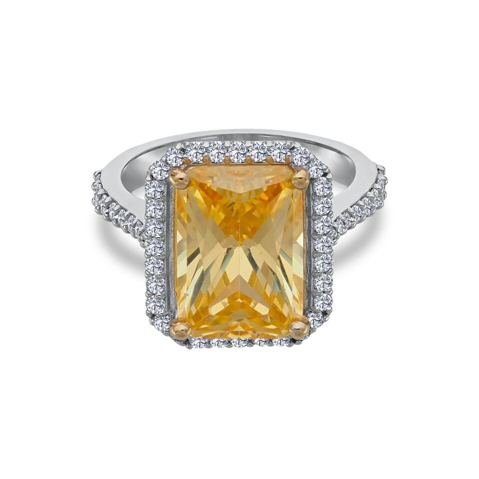 Pırlantalı Citrine Yüzük 0.67 Ct. E VS