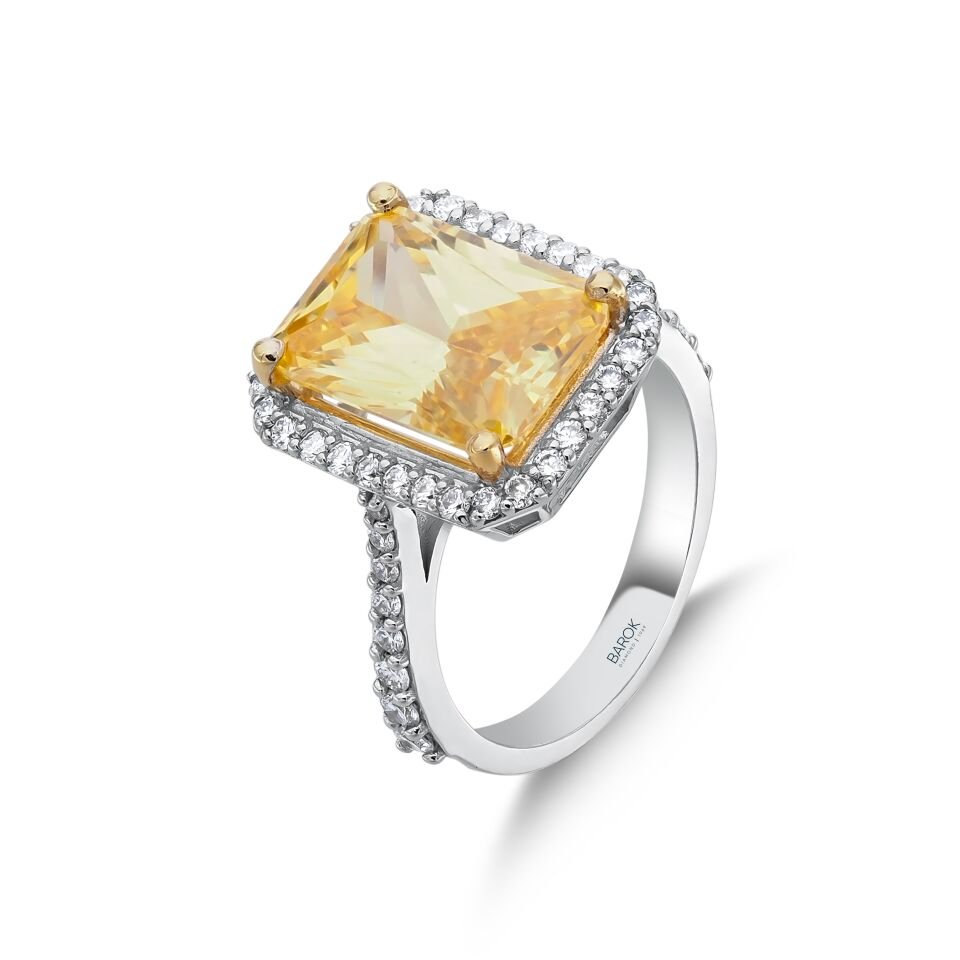 Pırlantalı Citrine Yüzük 0.67 Ct. E VS