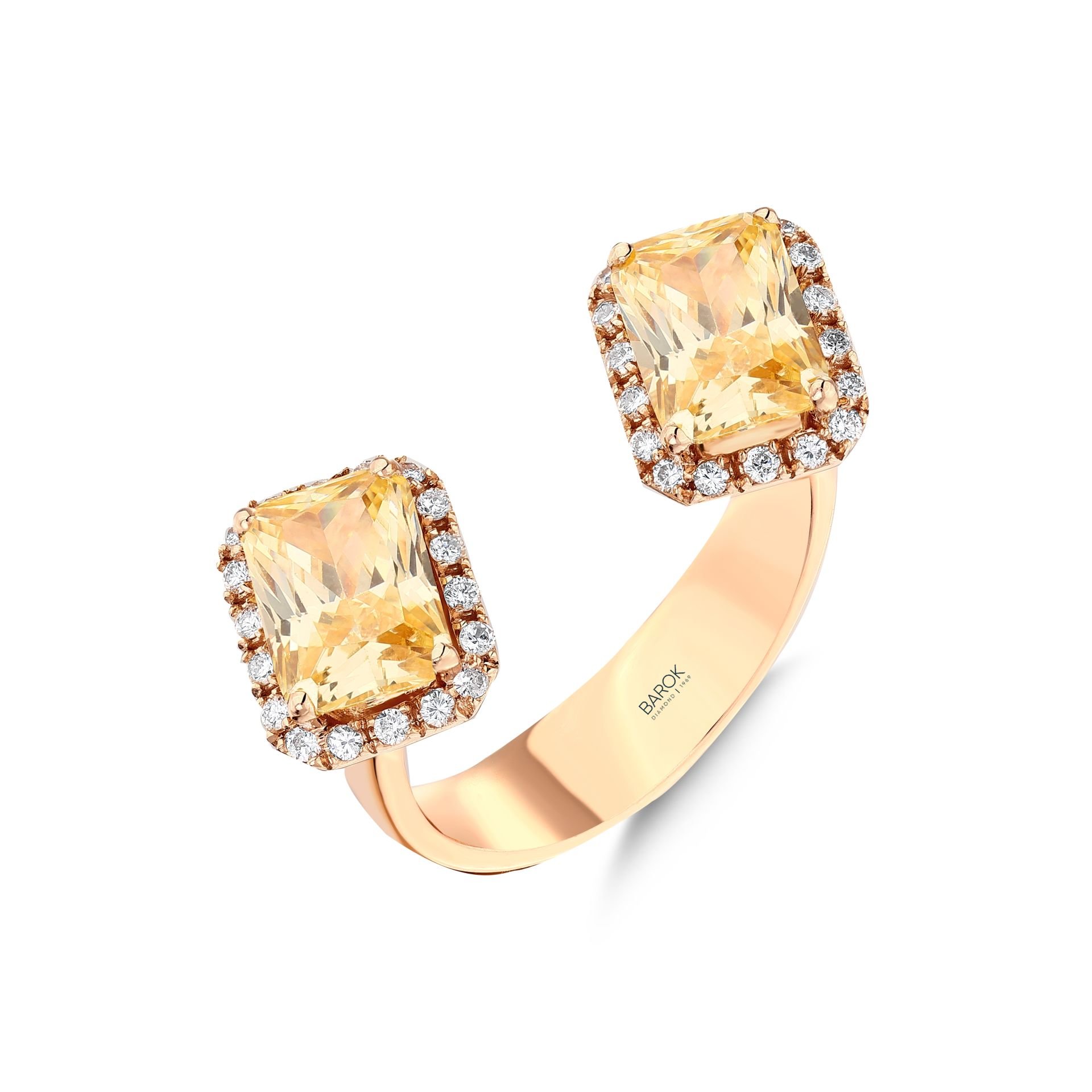 18 Ayar Citrine Taşlı Pırlanta Yüzük / 0.28 Karat/ E color (Renk) / VS Berraklık / 18K Ayar