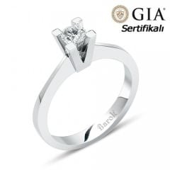 Pırlanta Tektaş Yüzük 0.30 Ct. F VS2 18K GİA Sertifikalı