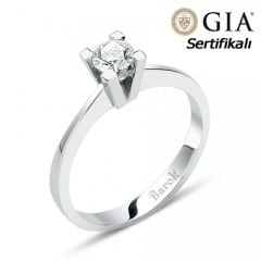 Pırlanta Tektaş Yüzük 0.32 Ct. E SI 18K GIA Sertifikalı