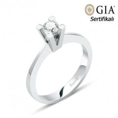 Pırlanta Tektaş Yüzük 0.40 Ct. F SI 18K GİA Sertifikalı