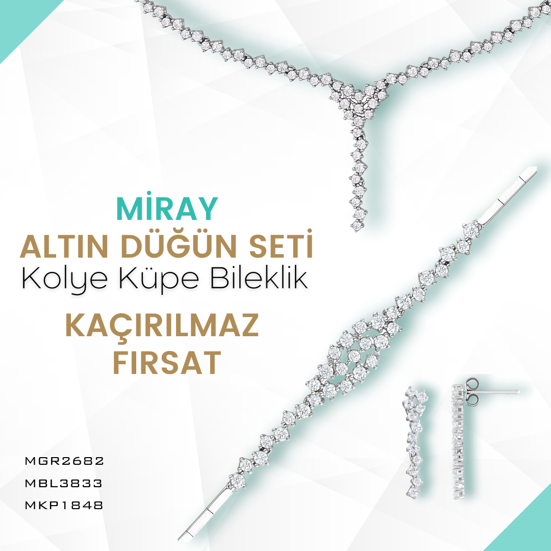 MİRAY ALTIN DÜĞÜN SETİ Kolye Küpe Bileklik