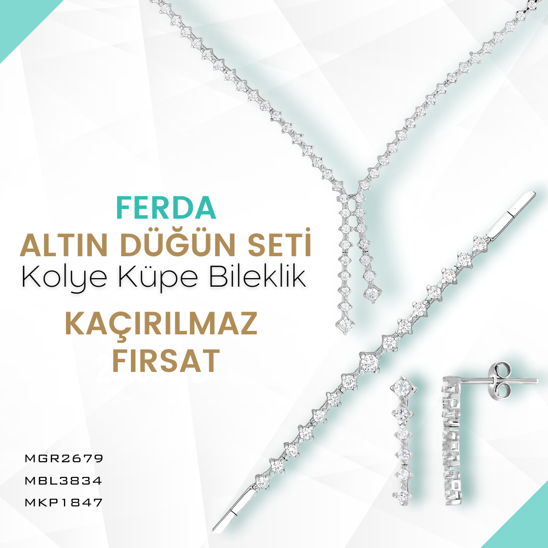 FERDA ALTIN DÜĞÜN SETİ Kolye Küpe Bileklik