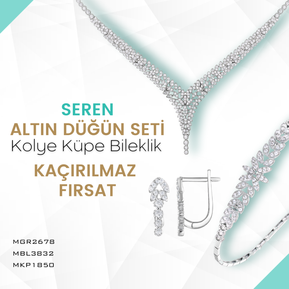 SEREN ALTIN DÜĞÜN SETİ Kolye Küpe Bileklik