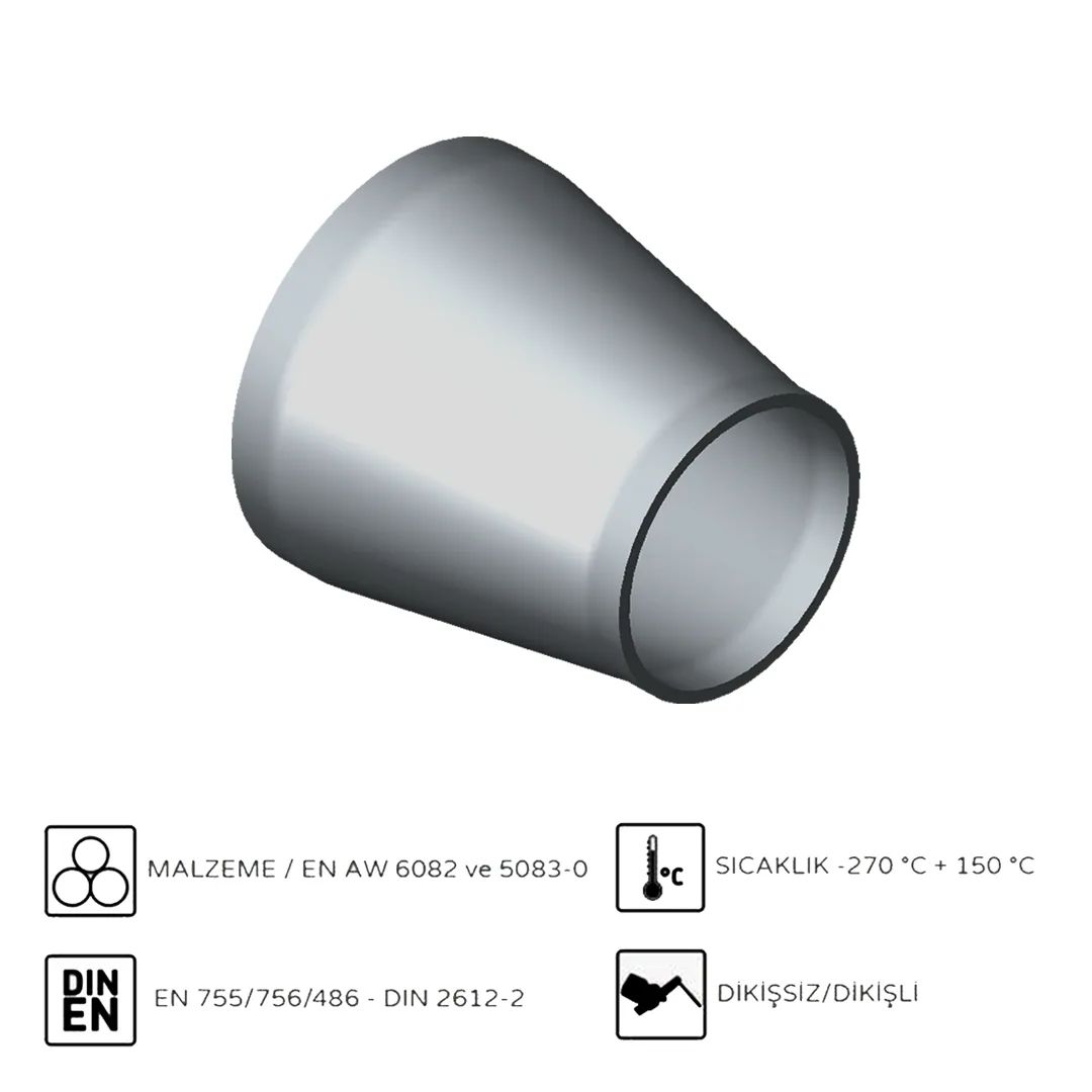 Alüminyum Redüksiyon 60x5mm - 45x5mm EN AW 6082-T6