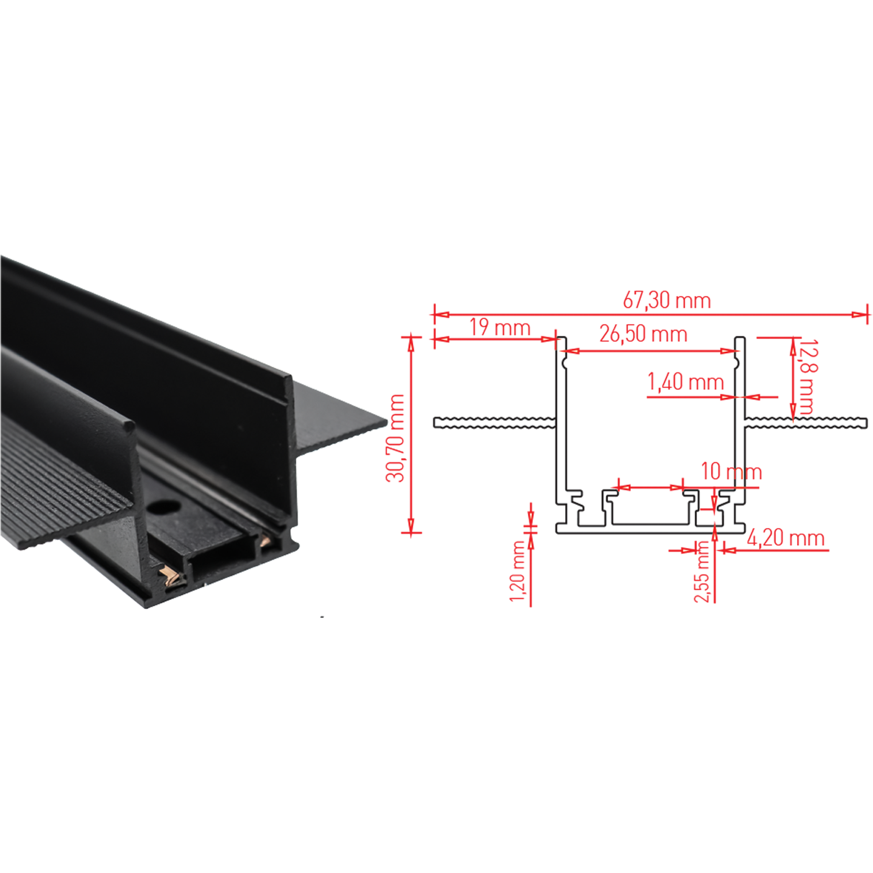 DL45 Magnetik Sıva Altı Trimless Alüminyum Ray - 1Mt