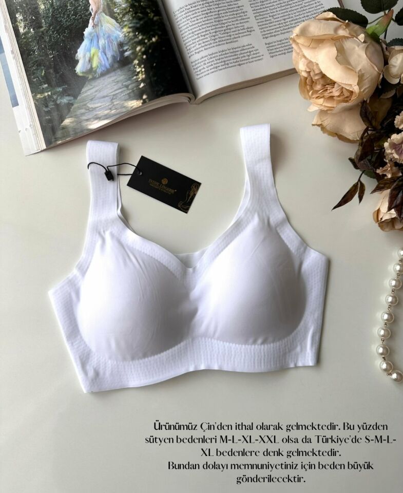 Carla Balensiz Dikişsiz Push-up Invisible Ice-Silk (Görünmez) Sütyen - İthal Bra Beyaz - M