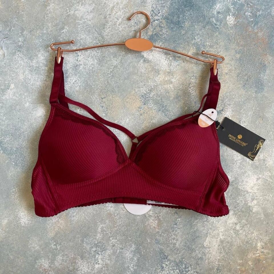 Belle Kadın Balensiz Günlük Kullanım Push-up Özellikli Sütyen Bordo - 90B