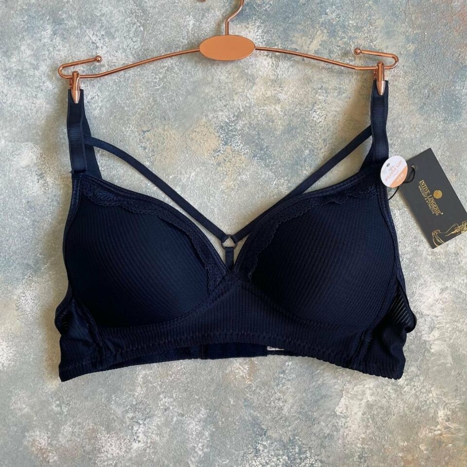 Belle Kadın Balensiz Günlük Kullanım Push-up Özellikli Sütyen Lacivert - 80B