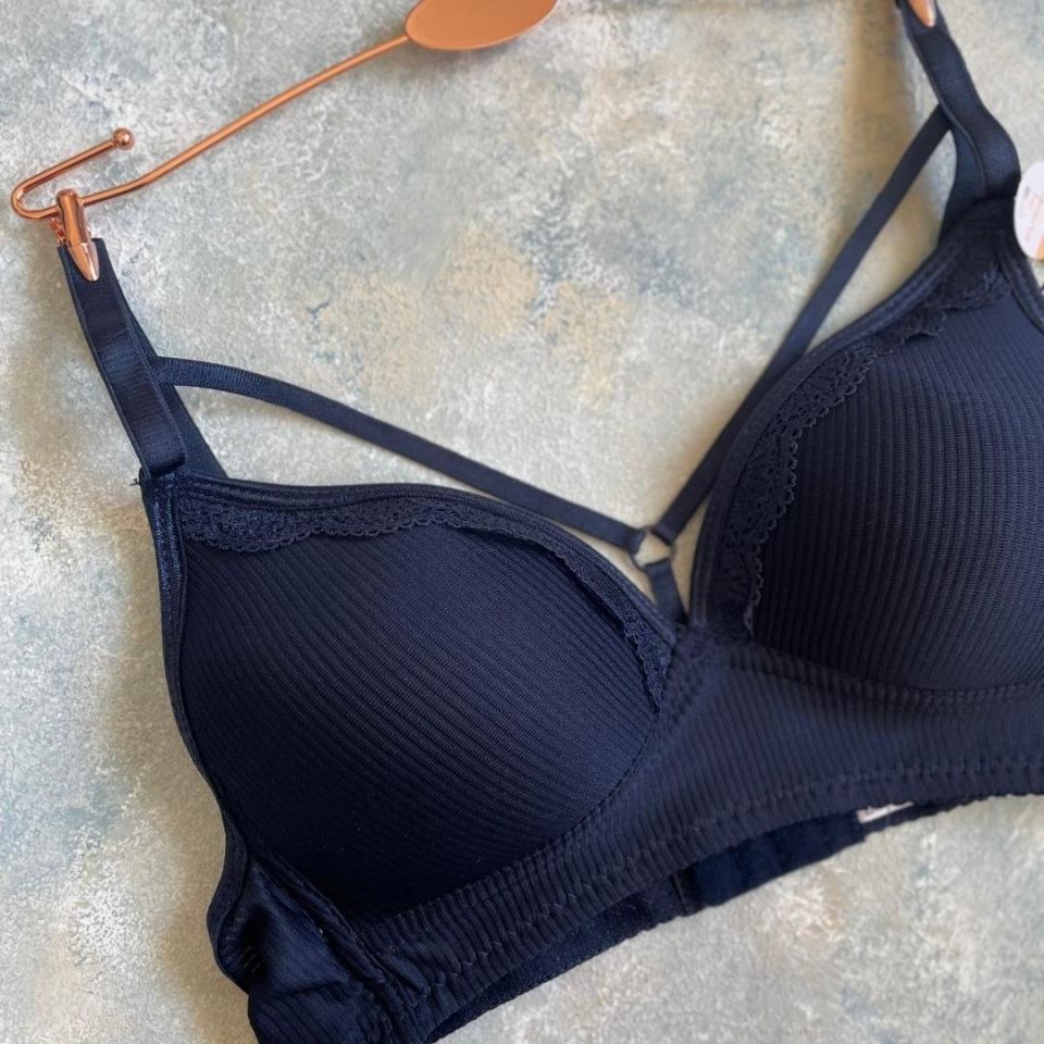 Belle Kadın Balensiz Günlük Kullanım Push-up Özellikli Sütyen Lacivert - 90B