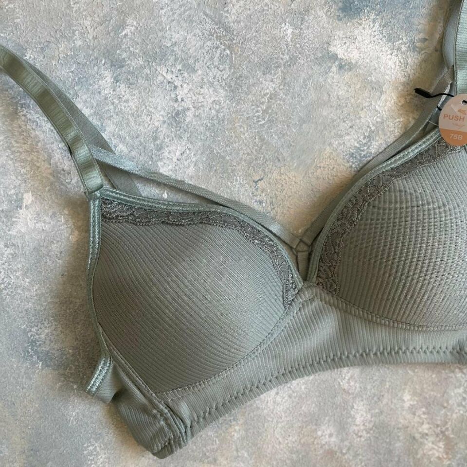 Belle Kadın Balensiz Günlük Kullanım Push-up Özellikli Sütyen Haki Yeşil - 75B
