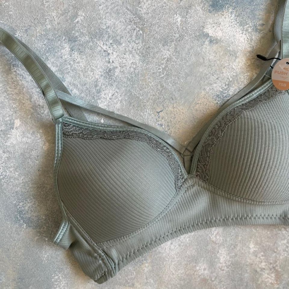 Belle Kadın Balensiz Günlük Kullanım Push-up Özellikli Sütyen Haki Yeşil - 80B