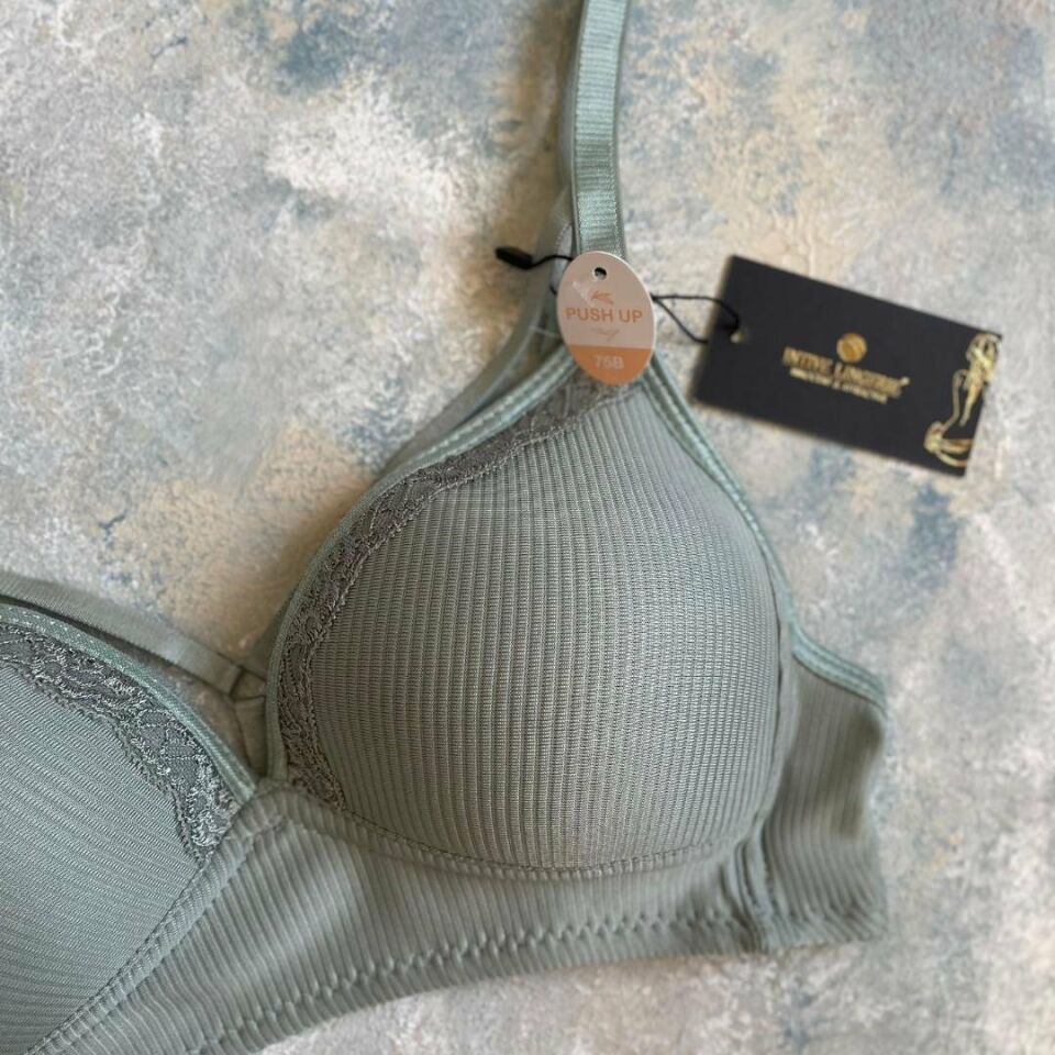 Belle Kadın Balensiz Günlük Kullanım Push-up Özellikli Sütyen Haki Yeşil - 85B