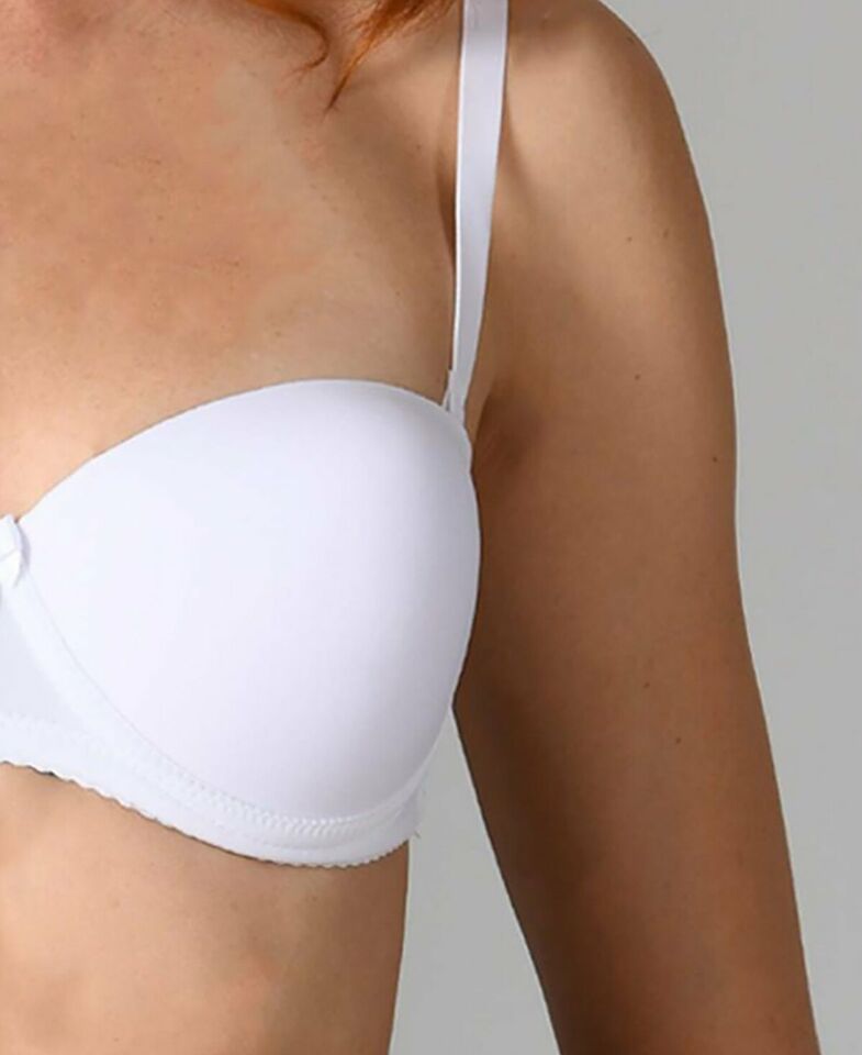 NBB Destekli Push-up Straplez Cuplı Basic Sütyen- 3520 Beyaz - 80B