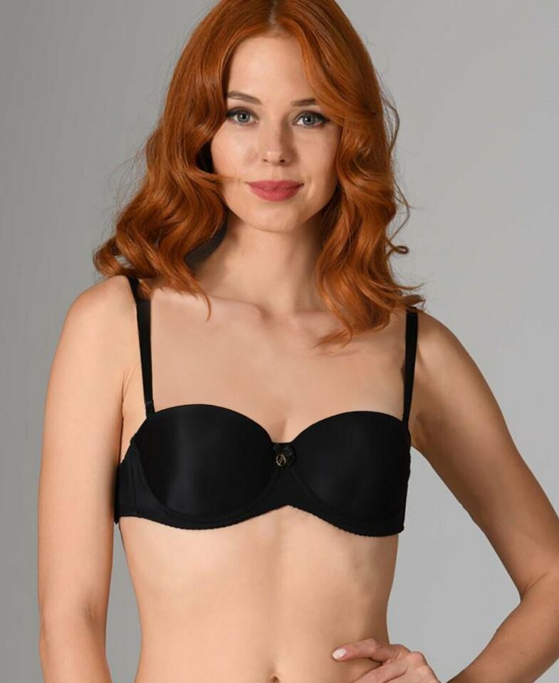 NBB Destekli Push-up Straplez Cuplı Basic Sütyen- 3520 Siyah - 75B