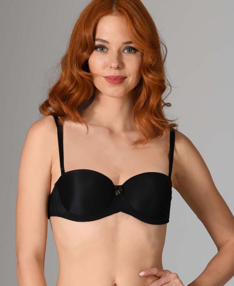 NBB Destekli Push-up Straplez Cuplı Basic Sütyen- 3520 Siyah - 80B