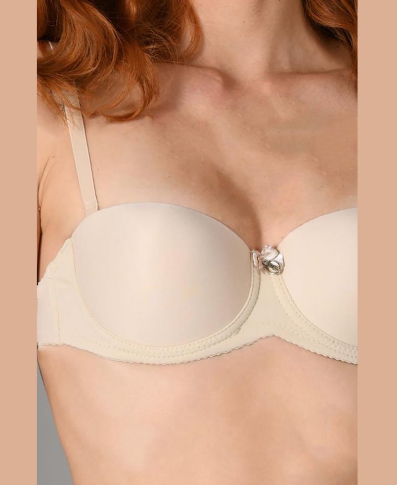 NBB Destekli Push-up Straplez Cuplı Basic Sütyen- 3520 Ten Rengi - 80B