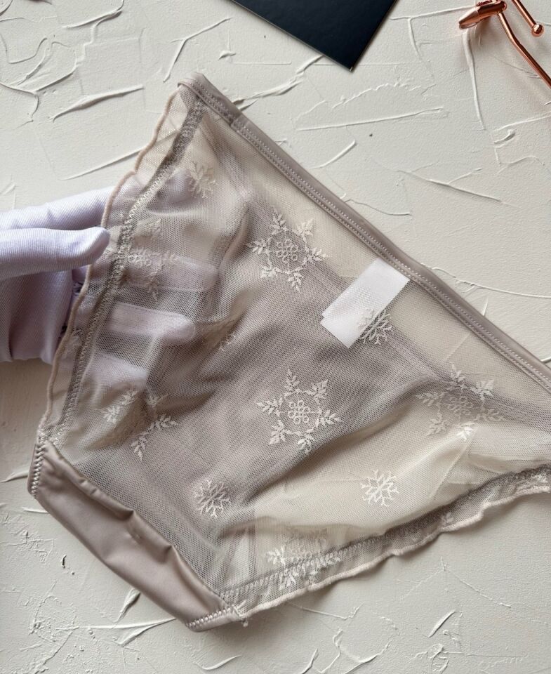Lucia Japon Style Arkası Tül Saten Kurdele Detaylı Cheeky Külot/Slip-2858 Bej - S