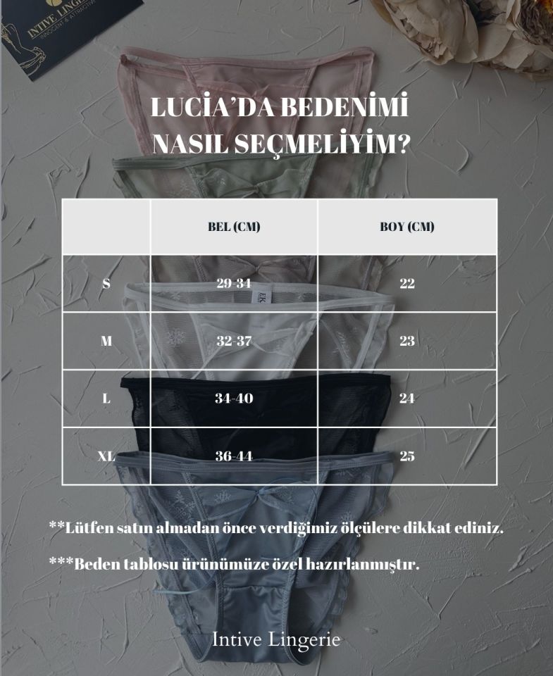 Lucia Japon Style Arkası Tül Saten Kurdele Detaylı Cheeky Külot/Slip-2858 Bej - S