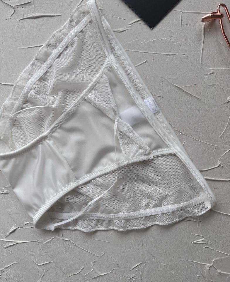 Lucia Japon Style Arkası Tül Saten Kurdele Detaylı Cheeky Külot/Slip-2858 Ekru - XL